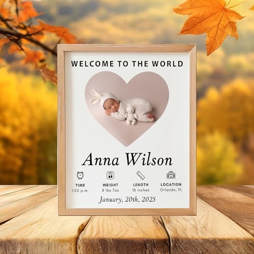 EmbroGlow Personalized Baby Frame with Birth Stats