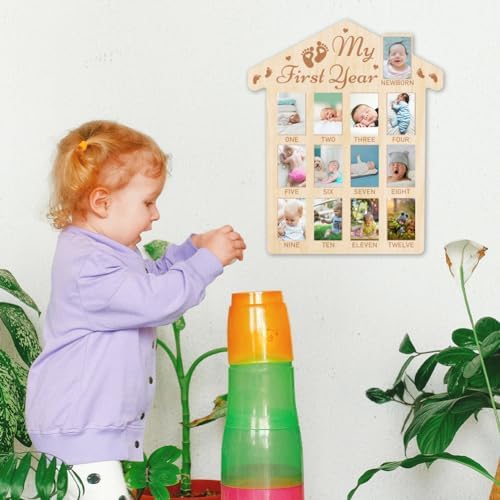 ORIGACH 12-Month Baby Growth Photo Frame - Footprint Design