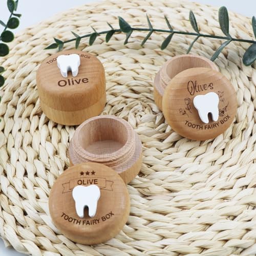 Thootyriaf Wooden Tooth Fairy Box with Engraved Name 1