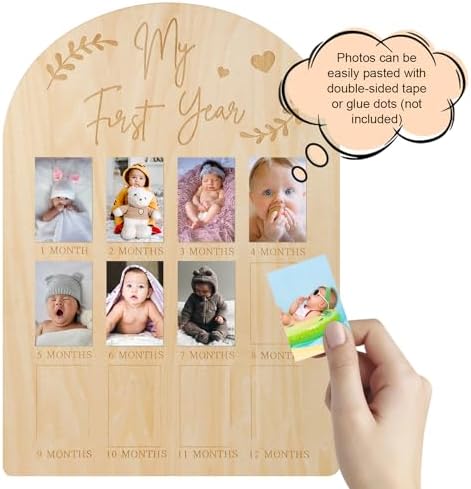 PEUTIER First Year Wood Photo Frame for Baby Keepsakes 17x12 Inch