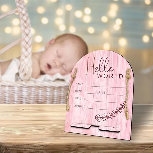 DYIRBIIY Hello World Baby Newborn Wooden Sign