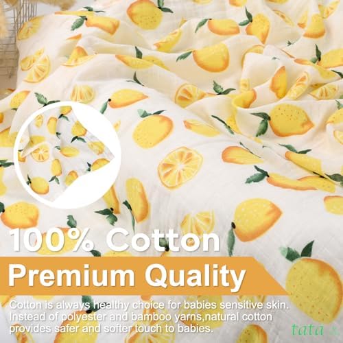 TATA AMG Organic Muslin Cotton Swaddle Blanket 47x47 Inches for Newborns