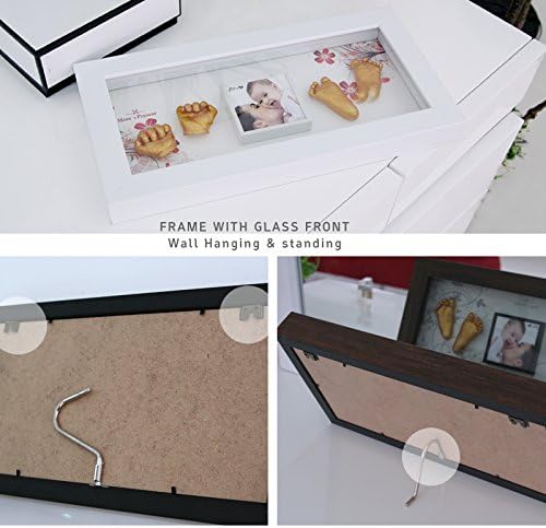 LOVE MOMS PRESENT Baby Hand Footprint Casting Kit with Brown Frame