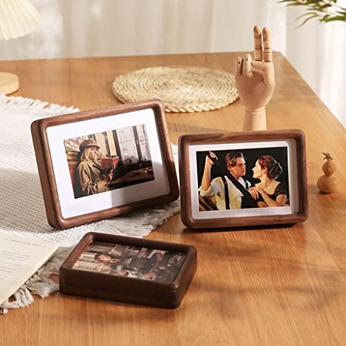 STBTOO Real Wooden Round Corner Photo Frame Swing Table 28inch15x20cm