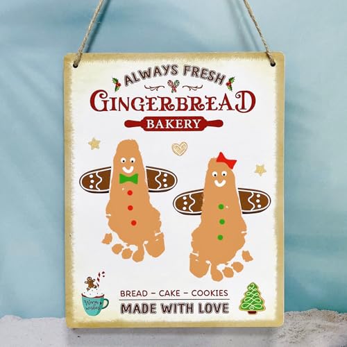 Gingerbread Baby Footprint Christmas DIY Hanging Sign