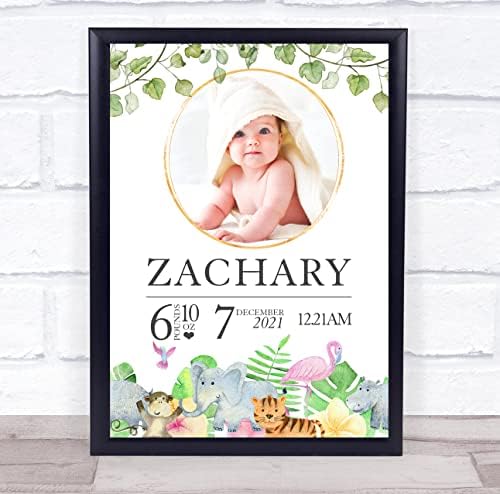 Baby Zoo Animal Birth Details Keepsake Print
