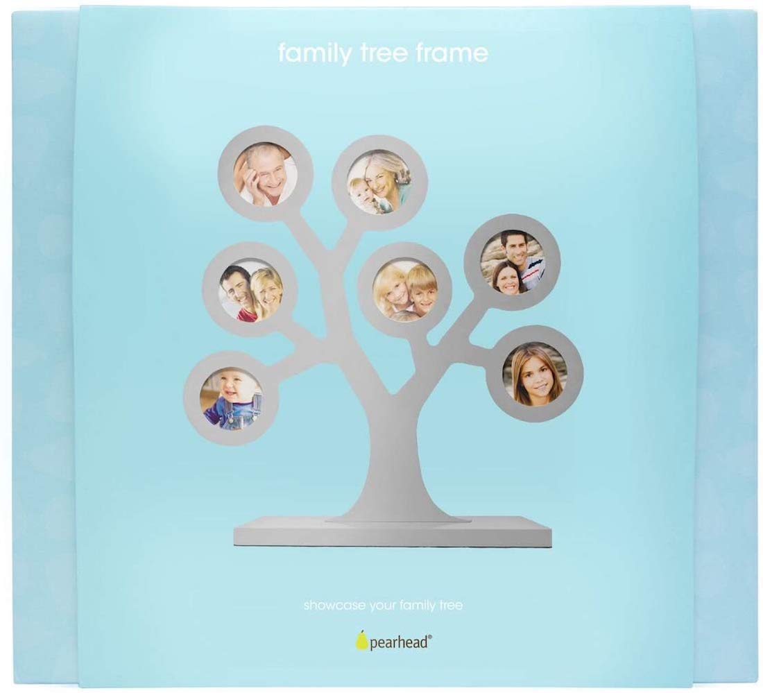 Pearhead Family Tree Keepsake Photo Frame Grey and Silver