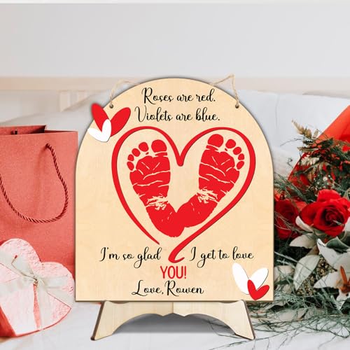 DIY Baby First Valentine Footprint Sign with Roses 1