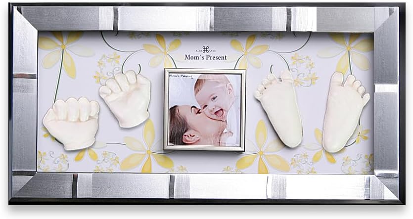 Love Moms Present Baby Hand Footprint Casting Kit with Silver Frame 1