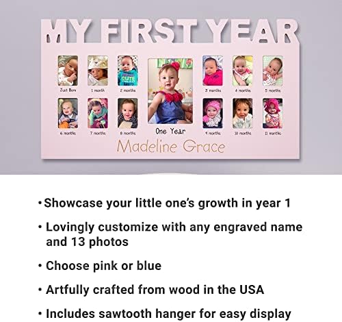Personalized Babys First 12 Months Photo Frame - Pink 1