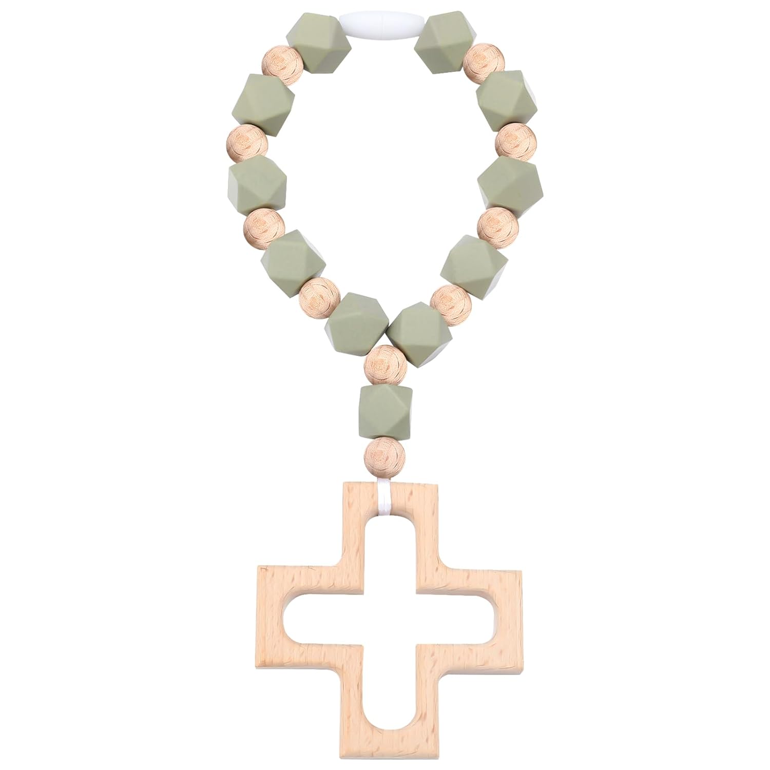 Landical Cross Baptism Silicone Rosary Green