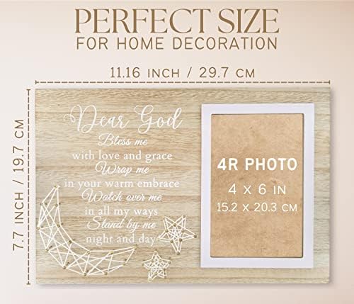 Baptism Gifts for Girls Boys - Wooden 4x6 Frame with Blessing Art