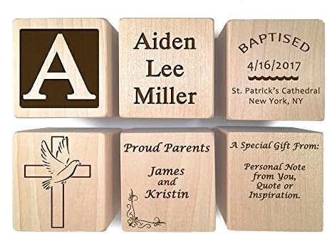 Glitzby Baptism Keepsake Wooden Block Personalized
