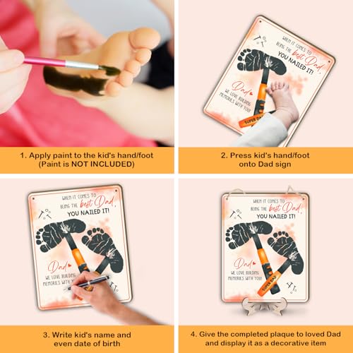 Custom Hammers Footprint Plaque for Dad - Handprint Art Craft Decor