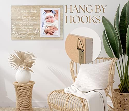 Baptism Gifts for Girls Boys - Wooden 4x6 Frame with Blessing Art
