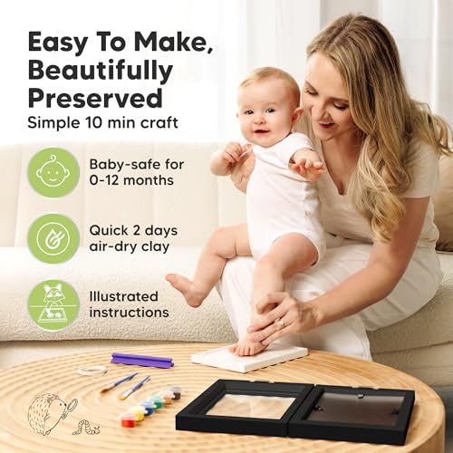 KeaBabies Baby Hand and Footprint Kit - Quick Dry Clay Onyx Black