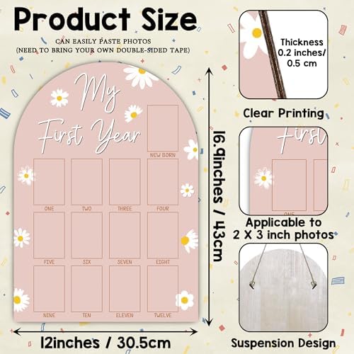 One Year Wood Photo Board for Baby Milestones 1