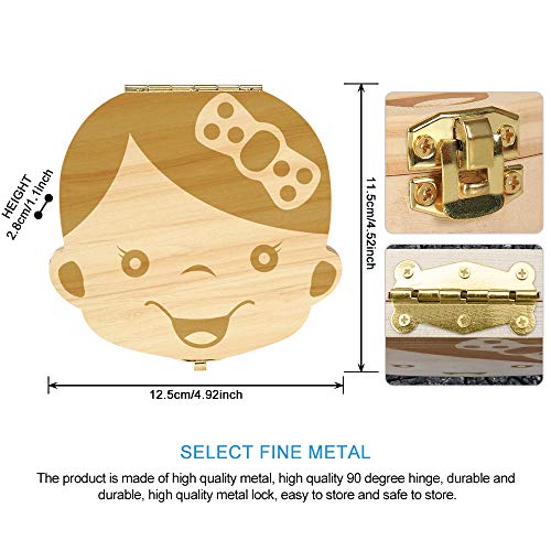 Baby Tooth Box Wooden Keepsake Organizer for Kids