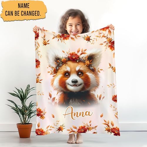 Hyturtle Personalized Red Panda Baby Blanket - Cozy Fleece Blanket for Newborns and Toddlers
