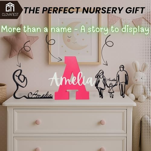 CLOVANEST Personalized Name Sign for Nursery Kids Room Decor