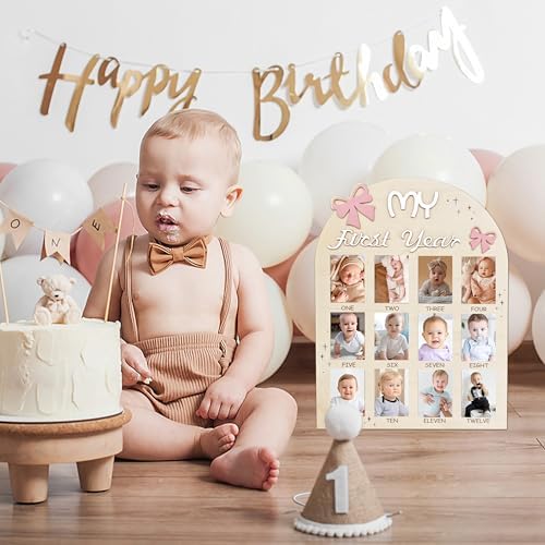 Aukolass Bow First Year Photo Board Pink