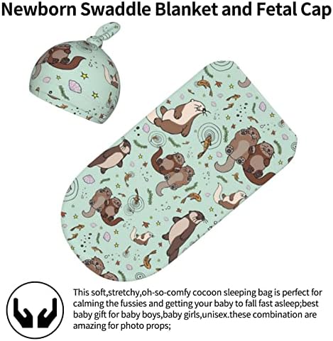 Osvbs Cute Sea Otters Swaddle Blanket Beanie Hat Set