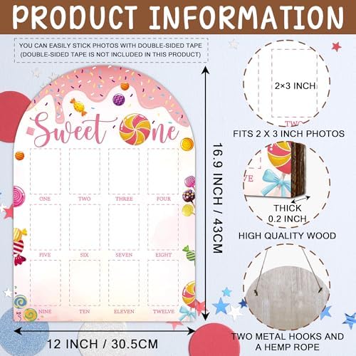 My First Year Photo Board 12 Months Wooden Frame for Baby Milestones