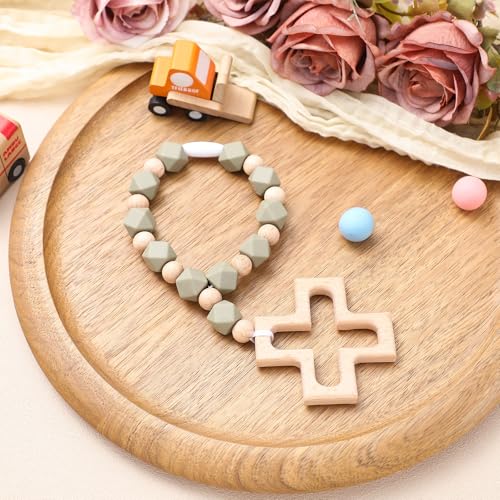 Landical Cross Baptism Silicone Rosary Green