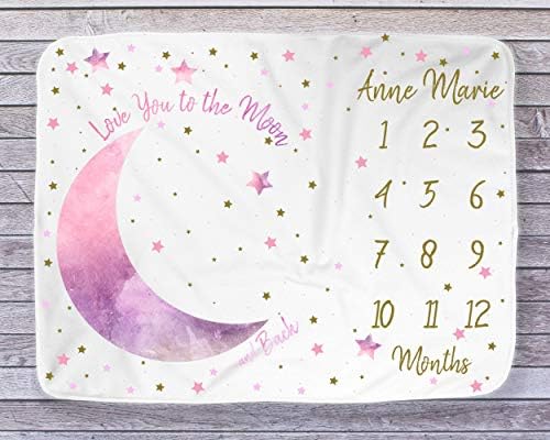 ELLO HOME Stars Moon Milestone Blanket Pink Minky 40x30
