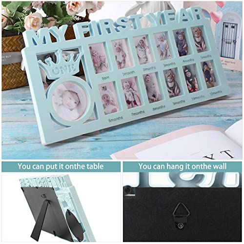 Unittype First Year Baby Keepsake Frame with Crown Design Blue