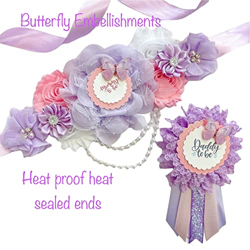 Lavender Butterfly Mom to Be Maternity Sash