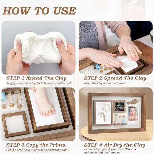 Baby Handprint Footprint Frame - Keepsake Box for Newborn