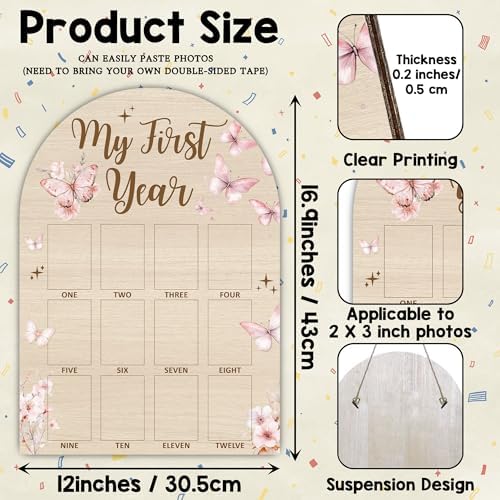 My First Year Milestone Photo Board - Pink Butterfly Decor