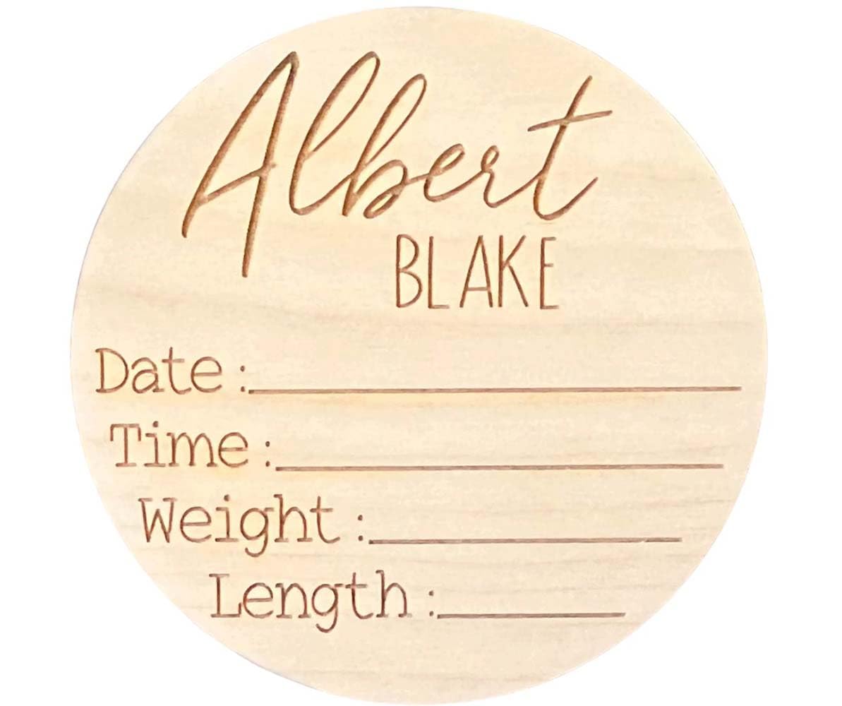 Handmade Newborn Announcement Sign - Wooden Name Stats