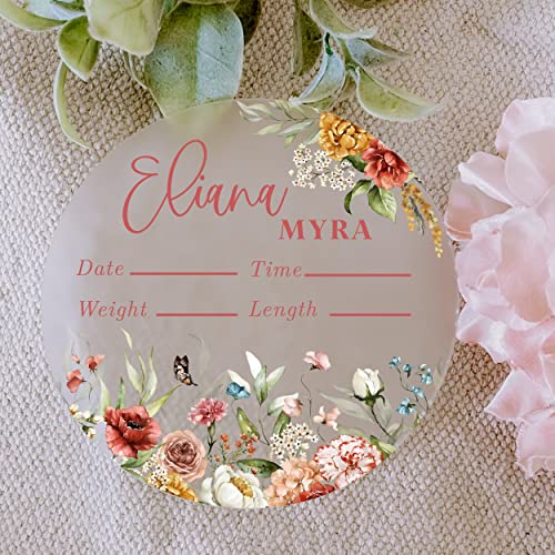 Yippee Daisy Personalized Birth Stat Sign Floral Acrylic 1