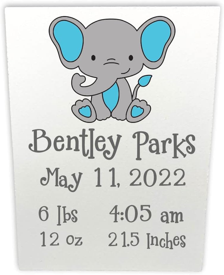 Personalized Baby Elephant Wall Plaque - Blue Design with Custom Name