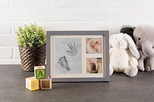 DII Baby Handprint Footprint Frame with Clay and Pictures Gray
