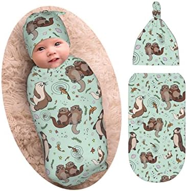 Osvbs Cute Sea Otters Swaddle Blanket Beanie Hat Set