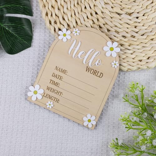 Hello World Baby Birth Stats Sign Wood Engraved