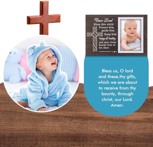Yakucho Baptism Frame for Boys and Girls - 4x6 Inch Double Frame with Blessing Card