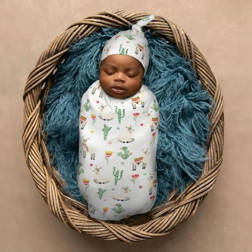 Muishi Sheep with Cactus Swaddle Blanket Hat Set