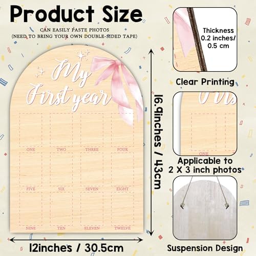 My First Year Milestone Photo Board with Pink Bow Decor