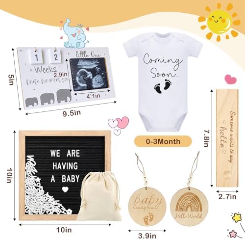 Pregnancy Reveal Kit with Felt Board and Wooden Sign