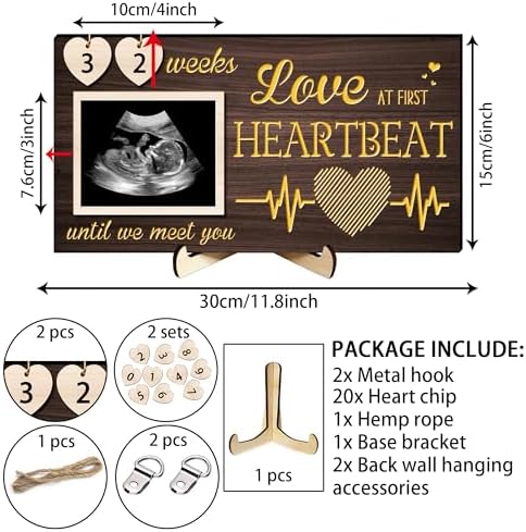 LED Sonogram Frame - Countdown Weeks for Dad Mom Baby Showers
