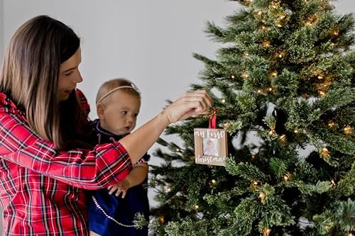 Pearhead Babys First Christmas Wooden Ornament Frame