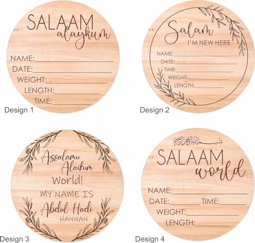 Custom Salaam Alaikum Blessings Personalized Wooden Newborn Sign