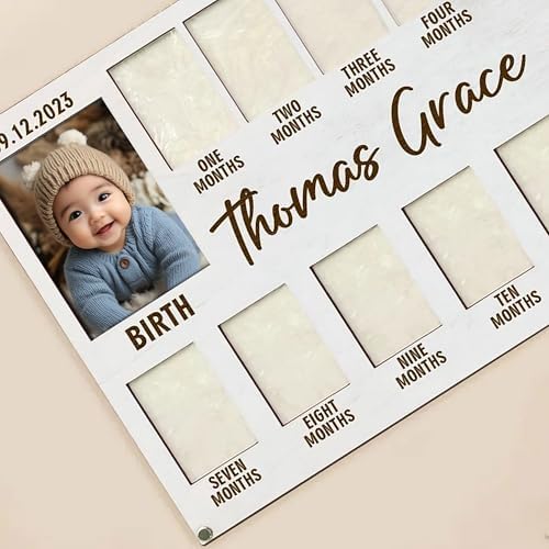 V-DECORPARKS My First Year Photo Frame - Custom Babys Birth Date 12 Month Display