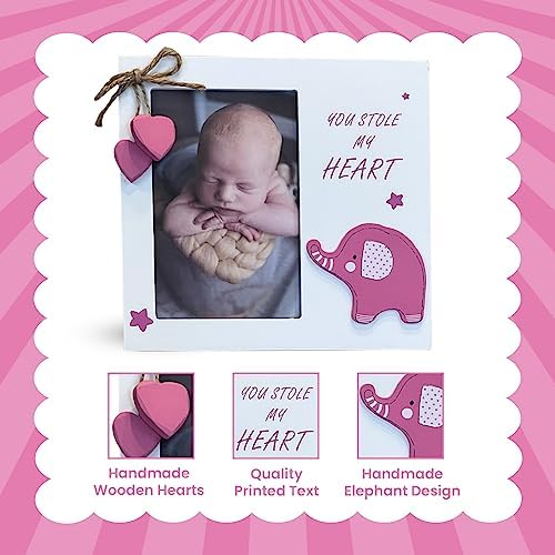 Baby Girl You Stole My Heart Wooden Newborn Picture Frame Pink