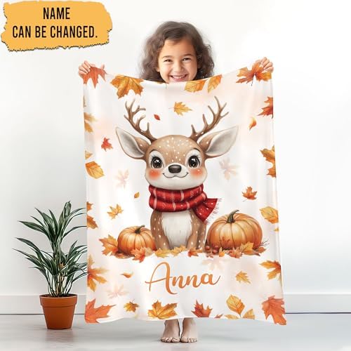 Hyturtle Personalized Fall Reindeer Baby Blanket