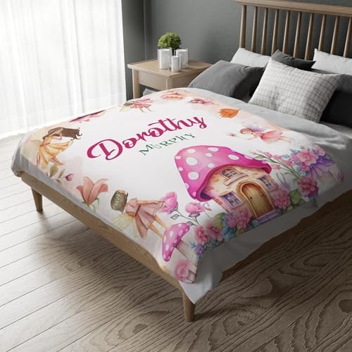 Customized Pink Baby Blanket with Floral Swan Design